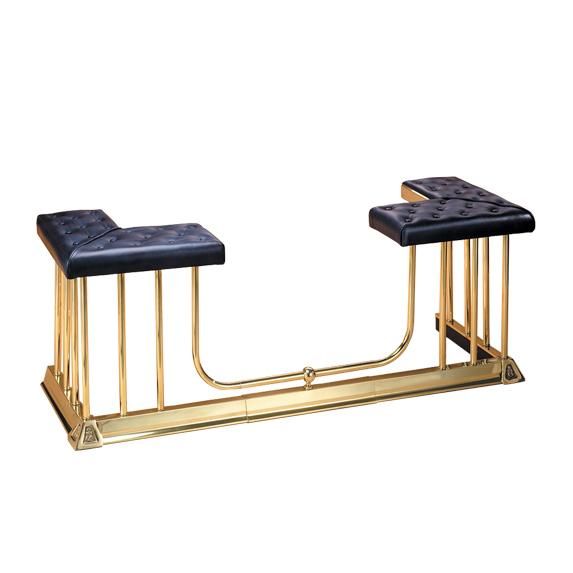 Polished Brass Club Fender Seat with Black "Pillowed" Cushion