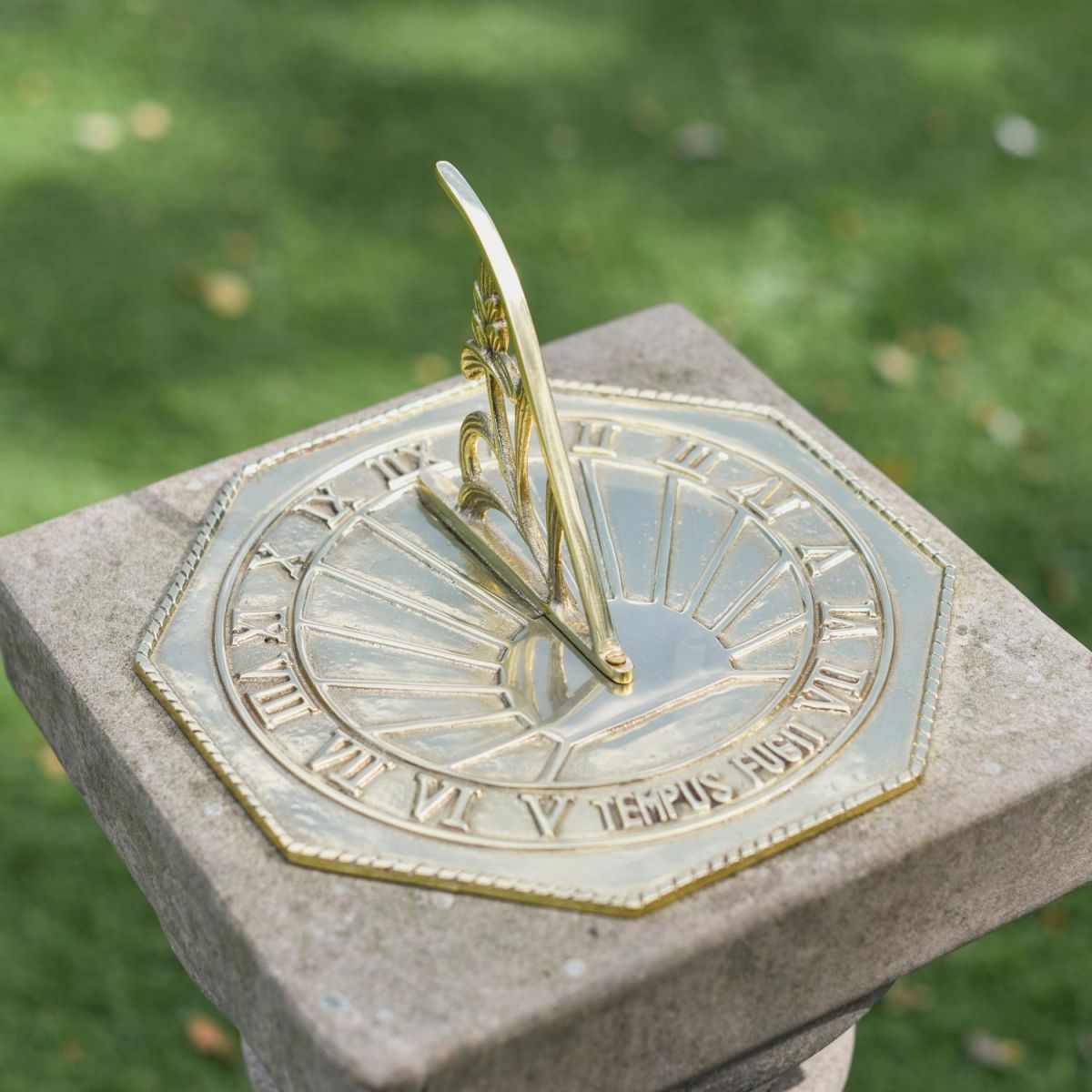 Polished Brass "Copernicus" Sundial - 250mm in Situ