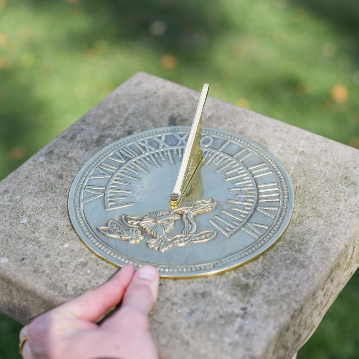 Scale Shot of Polished Brass Hummingbird Sundial
