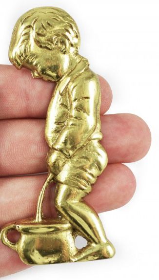 Polished Brass Little Boy Toilet Sign