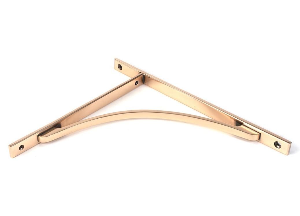 Close-Up of Polished Bronze "Appleton" Traditional Arched Shelf Bracket - 314mm x 250mm