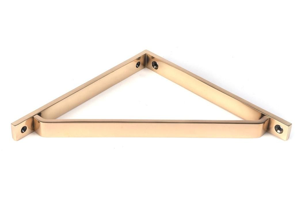 Close-Up of Polished Bronze "Emmanuel" Modern Shelf Bracket - 200mm x 200mm