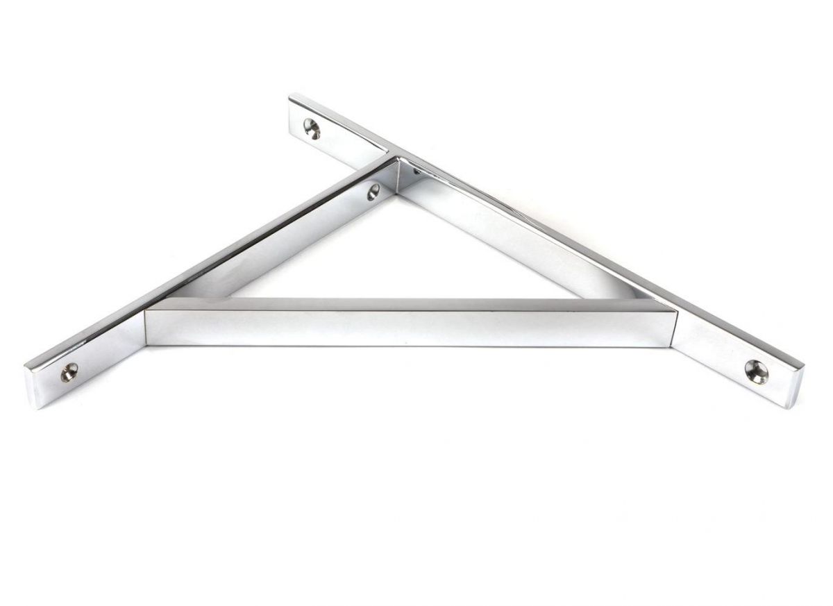 Close-Up of Polished Chrome "Claremont" Traditional Shelf Bracket - 260mm x 200mm