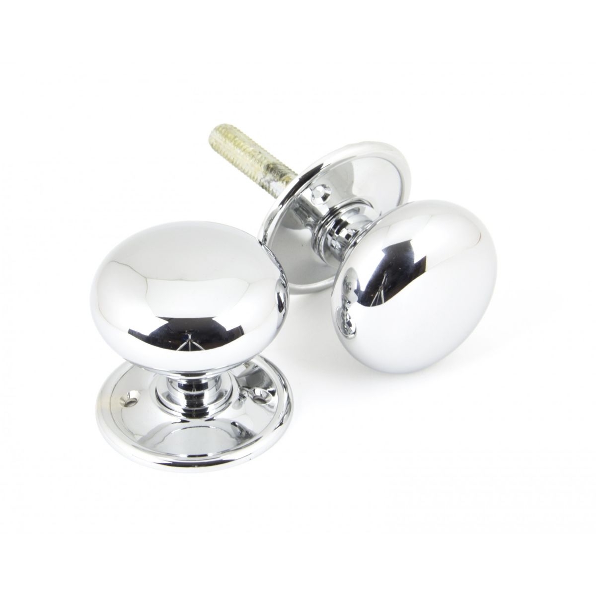 Pair of Mushroom Door Knob in a Polished Chrome Finish