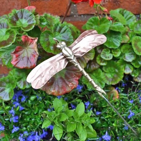 Polished Copper and Brass Dragon Fly Spike in Situ Outside