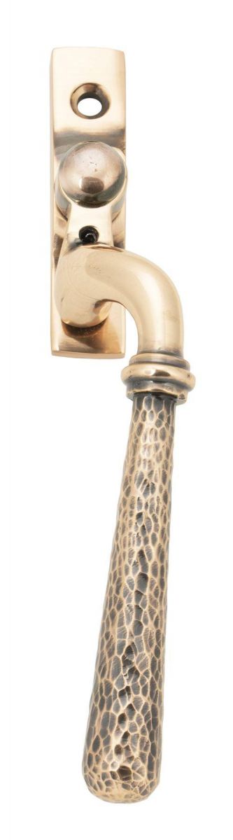 Polished Copper Hammered Espag Window Handle - Right Handed