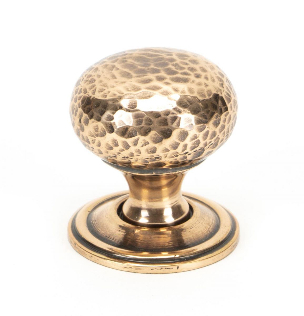 Polished Copper Hammered Mushroom Cabinet Knob - 32mm