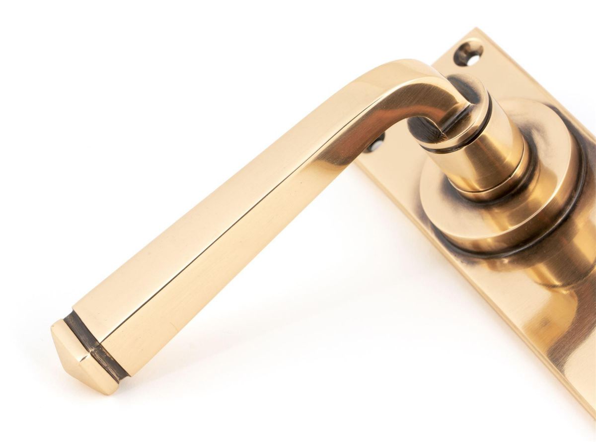 Polished Copper Lever Bathroom Door Handle Close-Up