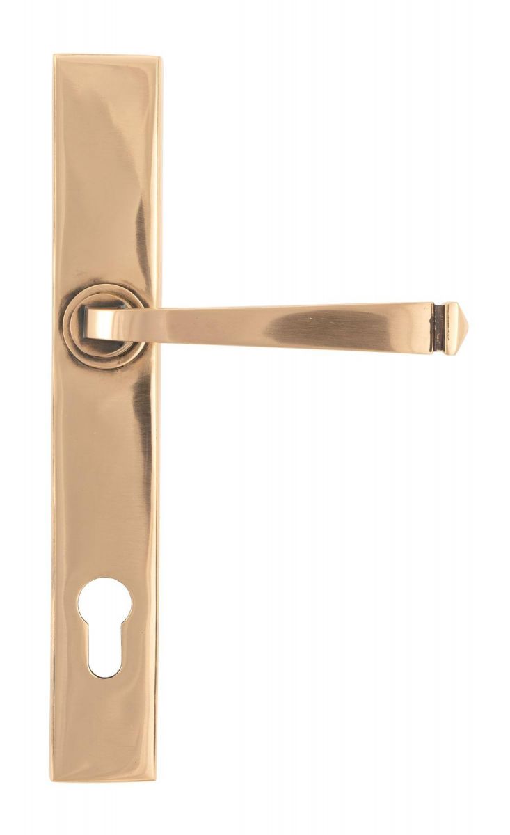 Polished Copper Slimline Espag Door Handle Front