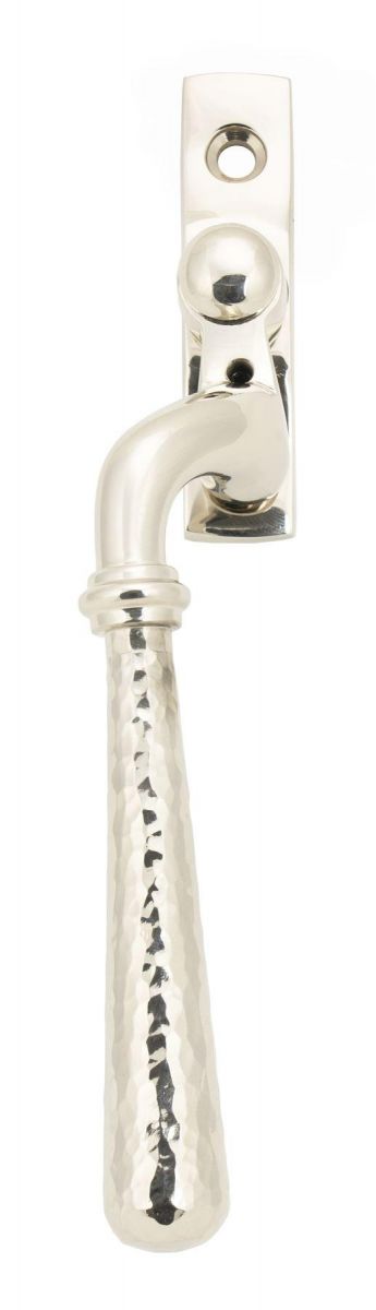 Polished Nickel Hammered Espag Window Handle - Left Handed