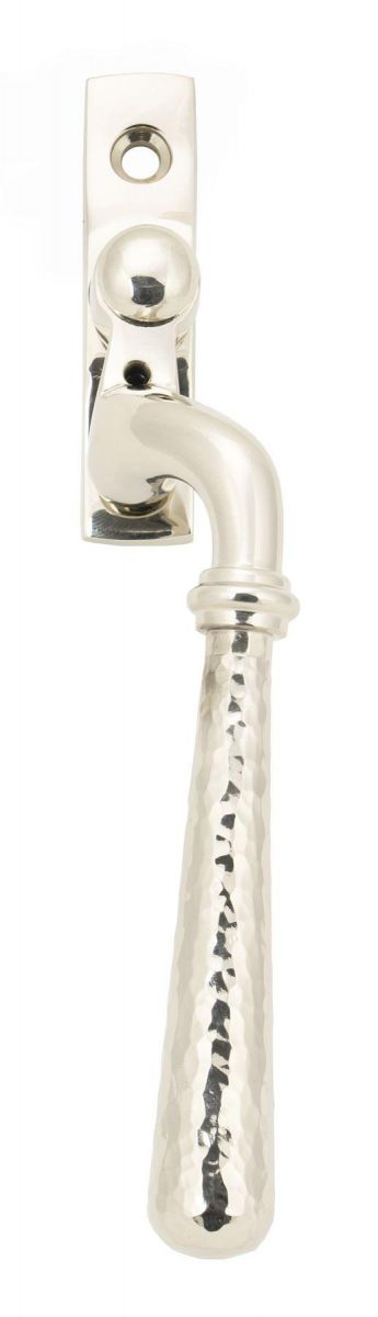 Polished Nickel Hammered Espag Window Handle - Right Handed