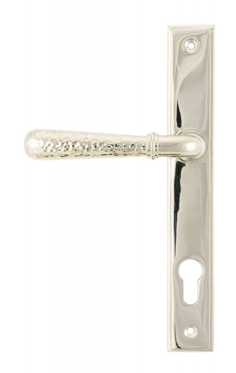 Polished Nickel Hammered Slimline Lever Door Handle Back