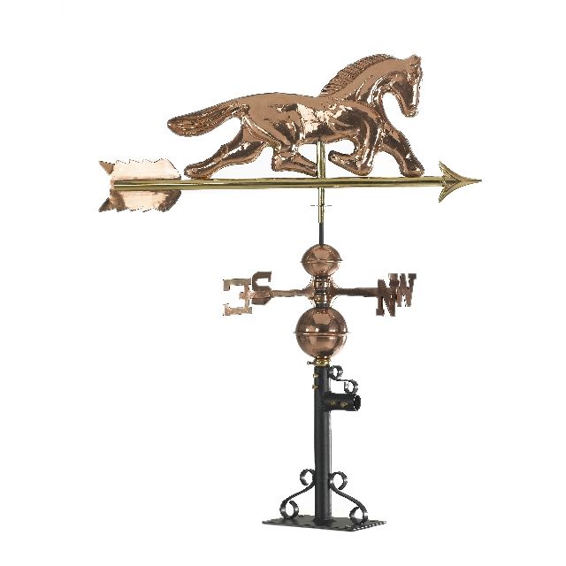 Polished Copper Weathervane Horse Motif