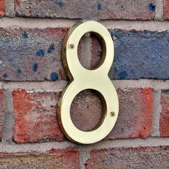 6 inch extra large polished brass numbers