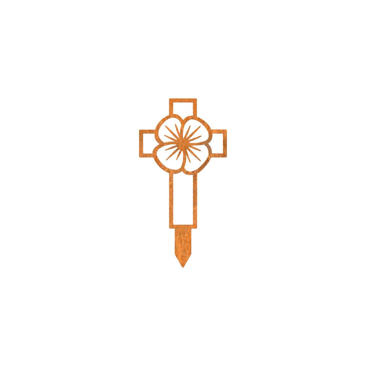 Rustic Ground Spike in Rustic Finish with Poppy Cross "Remembrance" Topper