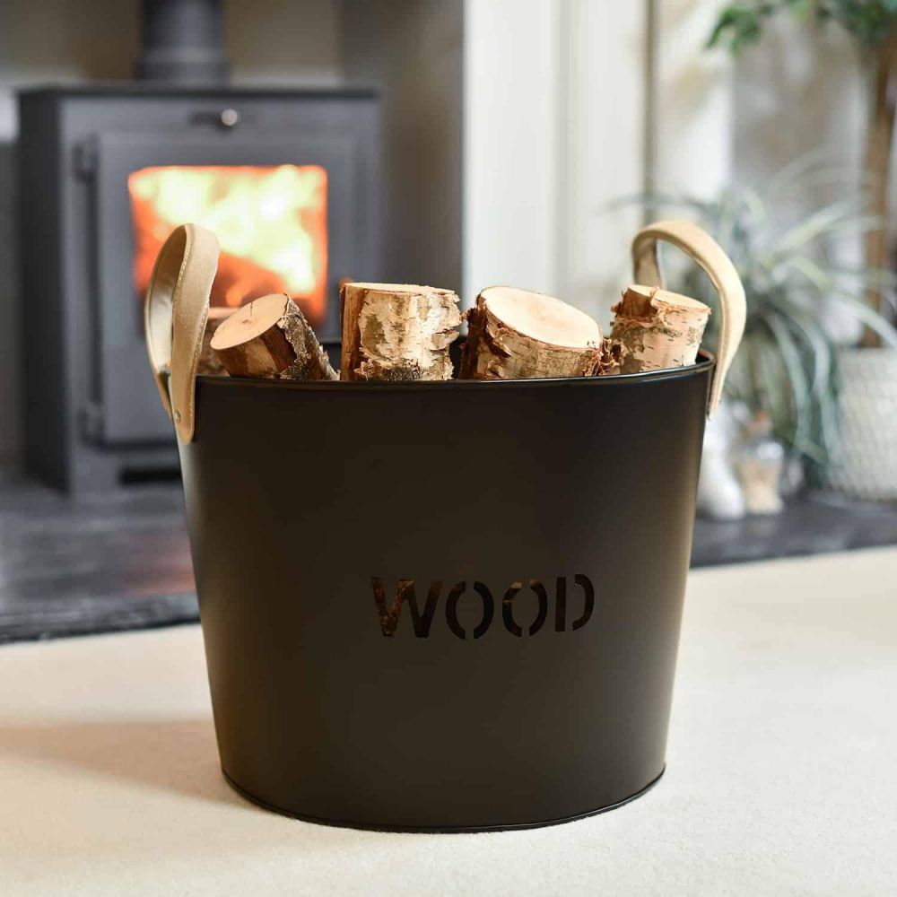 "Brettington" Powder Coated Iron Wood Basket 