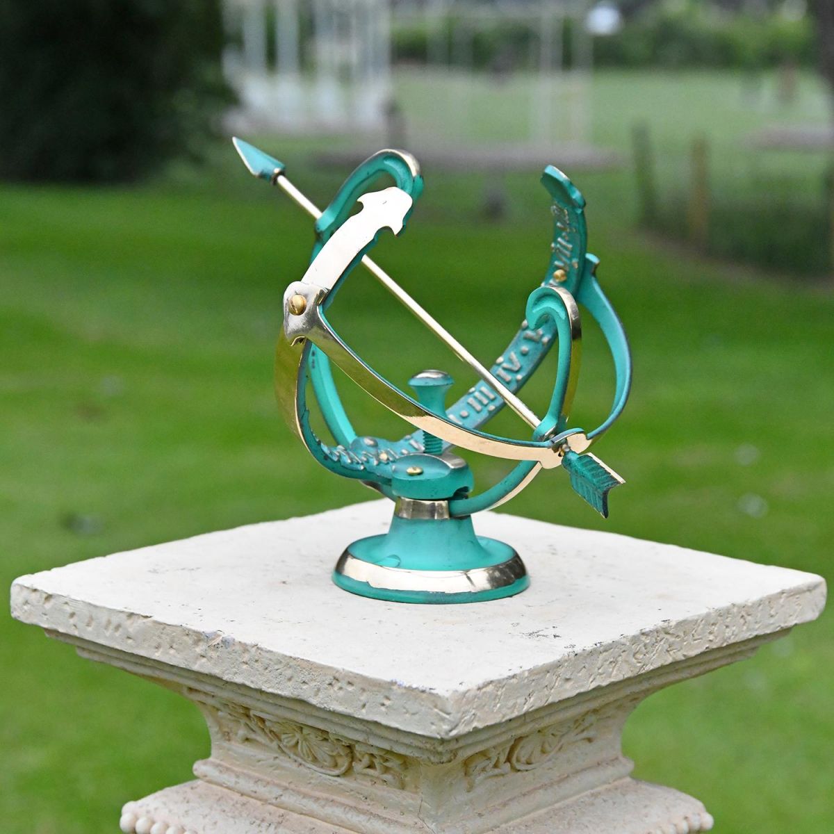 Verdigris Armillary on a Plinth 