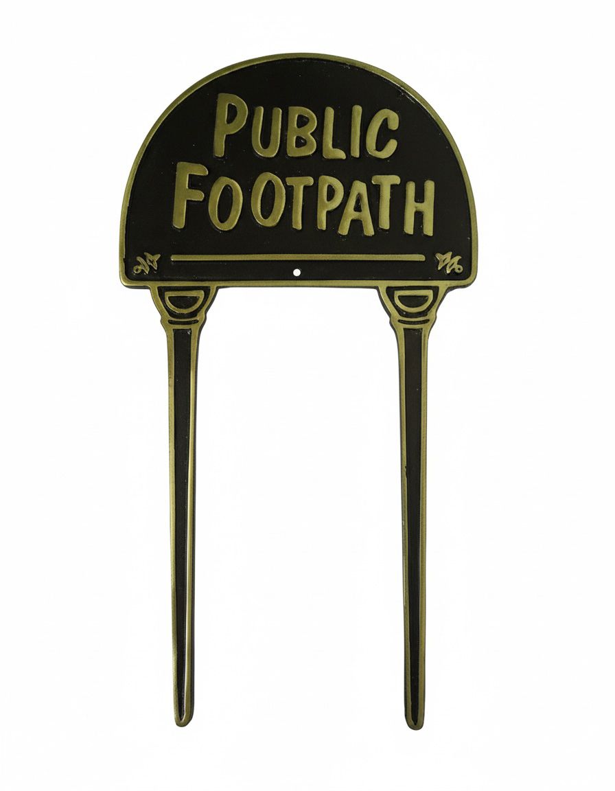 Solid Brass & Black "Public Footpath" Lawn Sign