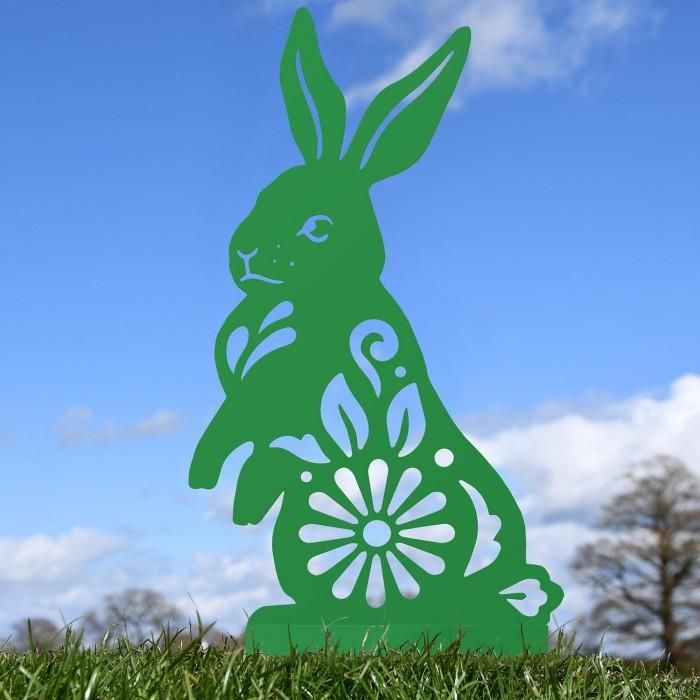 Floral Rabbit Silhouette in Green
