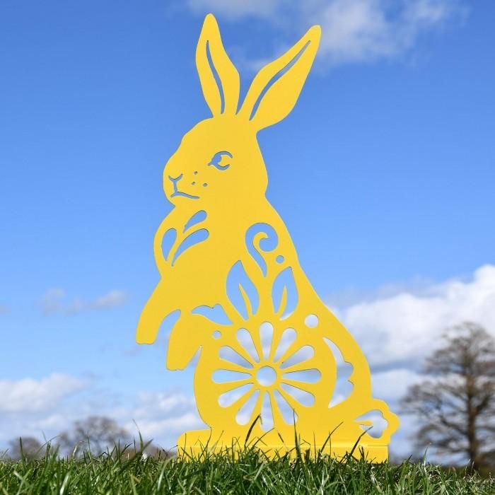 Floral Rabbit Silhouette in Yellow