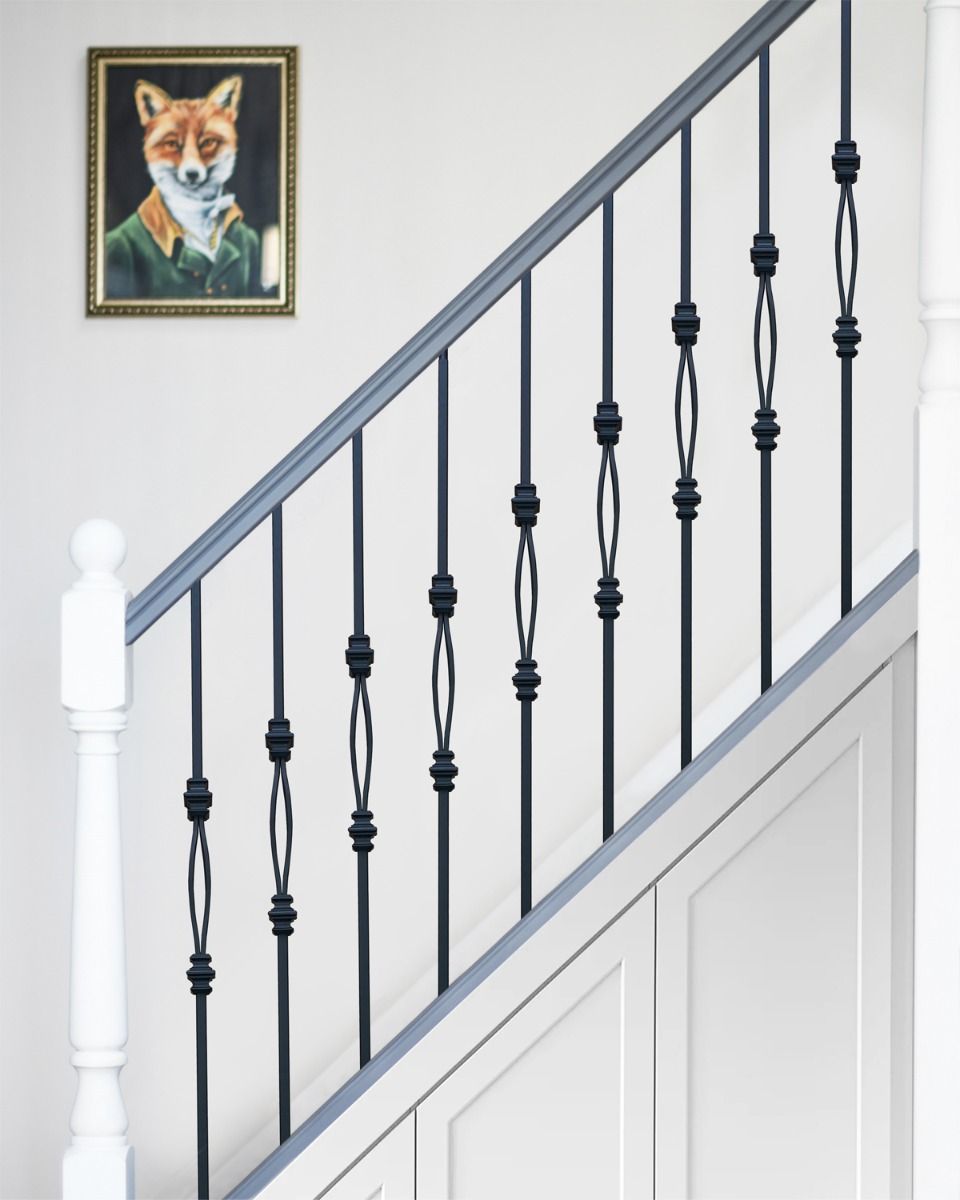 Ripple" Matte Black Steel Stair Spindle - Spindle Only - No Brackets 