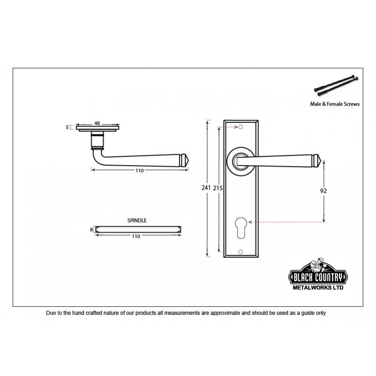Lever Espagnolette Lock Set Unsprung Dimensions