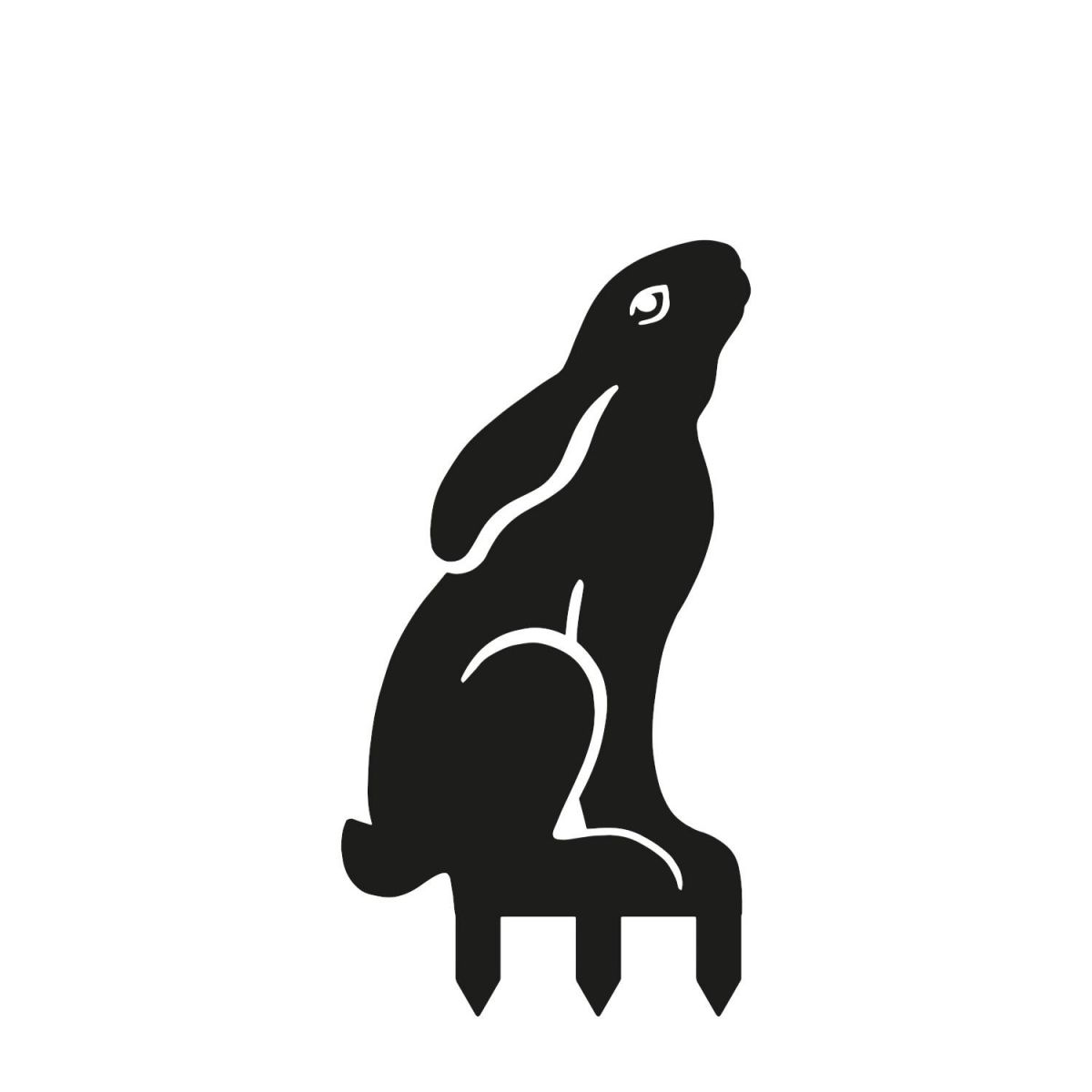 Realistic Moon Gazing Hare Sheet Steel Silhouette in Black Finish with Spikes