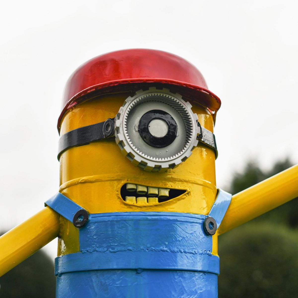 Close-Up of Recycled Metal "Giddy Gardener" Henchman Sculpture