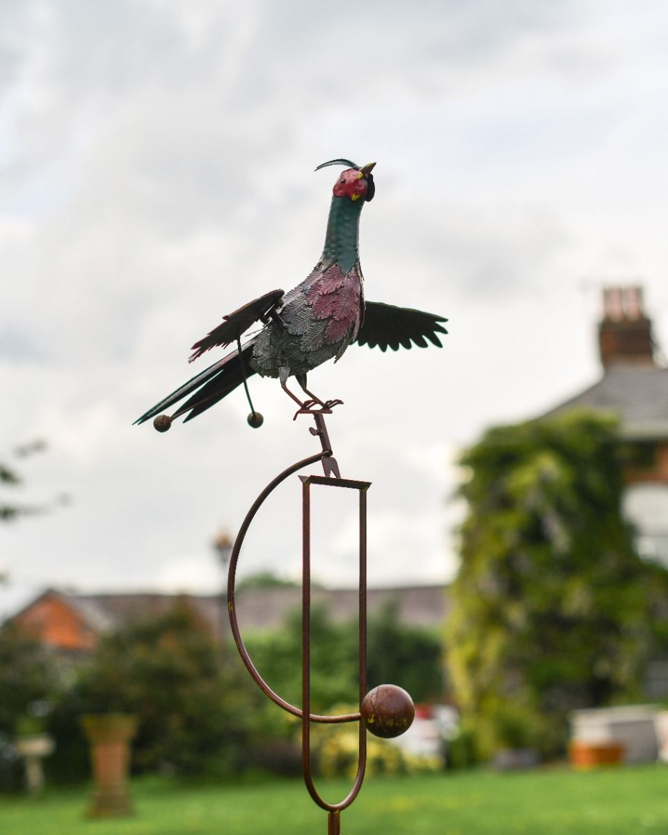 Recycled Metal "Rocking Pheasant" Garden Spike 
