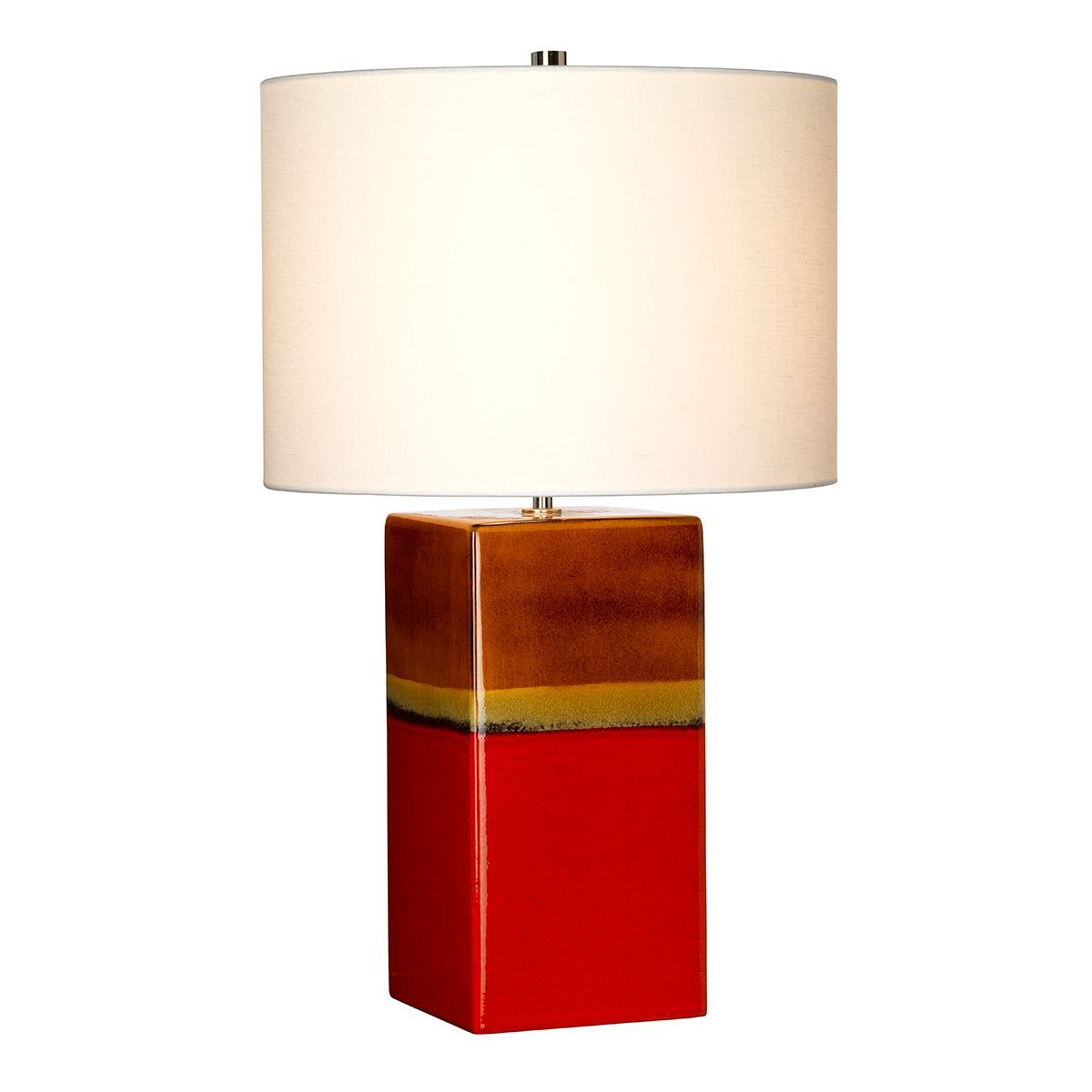 Ceramic Red Table Lamp Switched On 