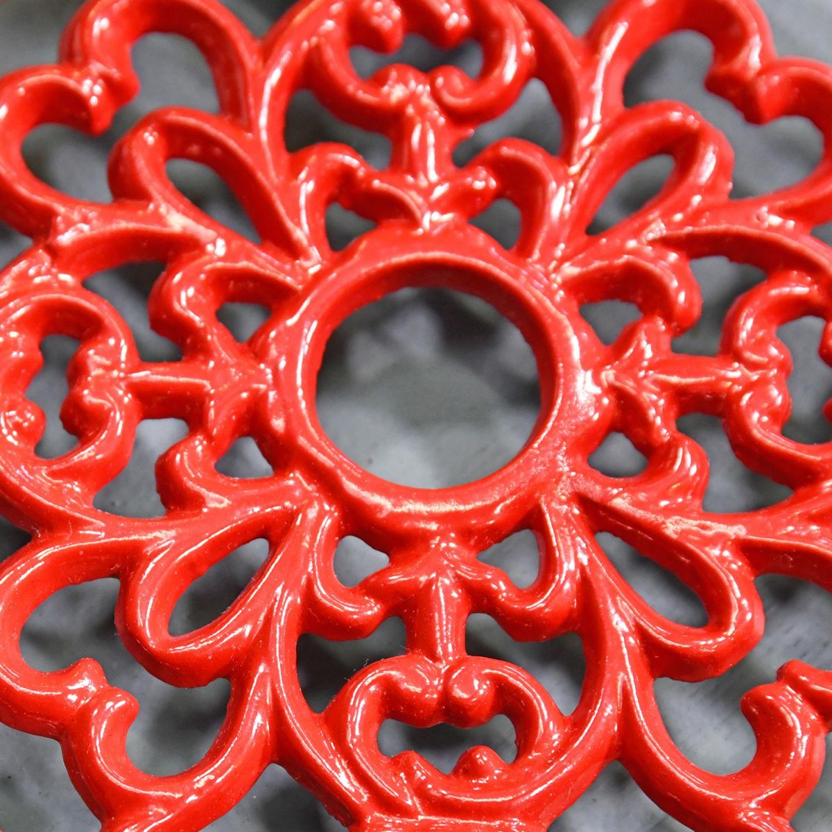 Close -up of the Ornate Design on the Round Trivet