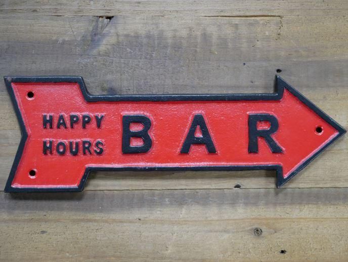 "Happy Hours" Red Iron Bar Sign