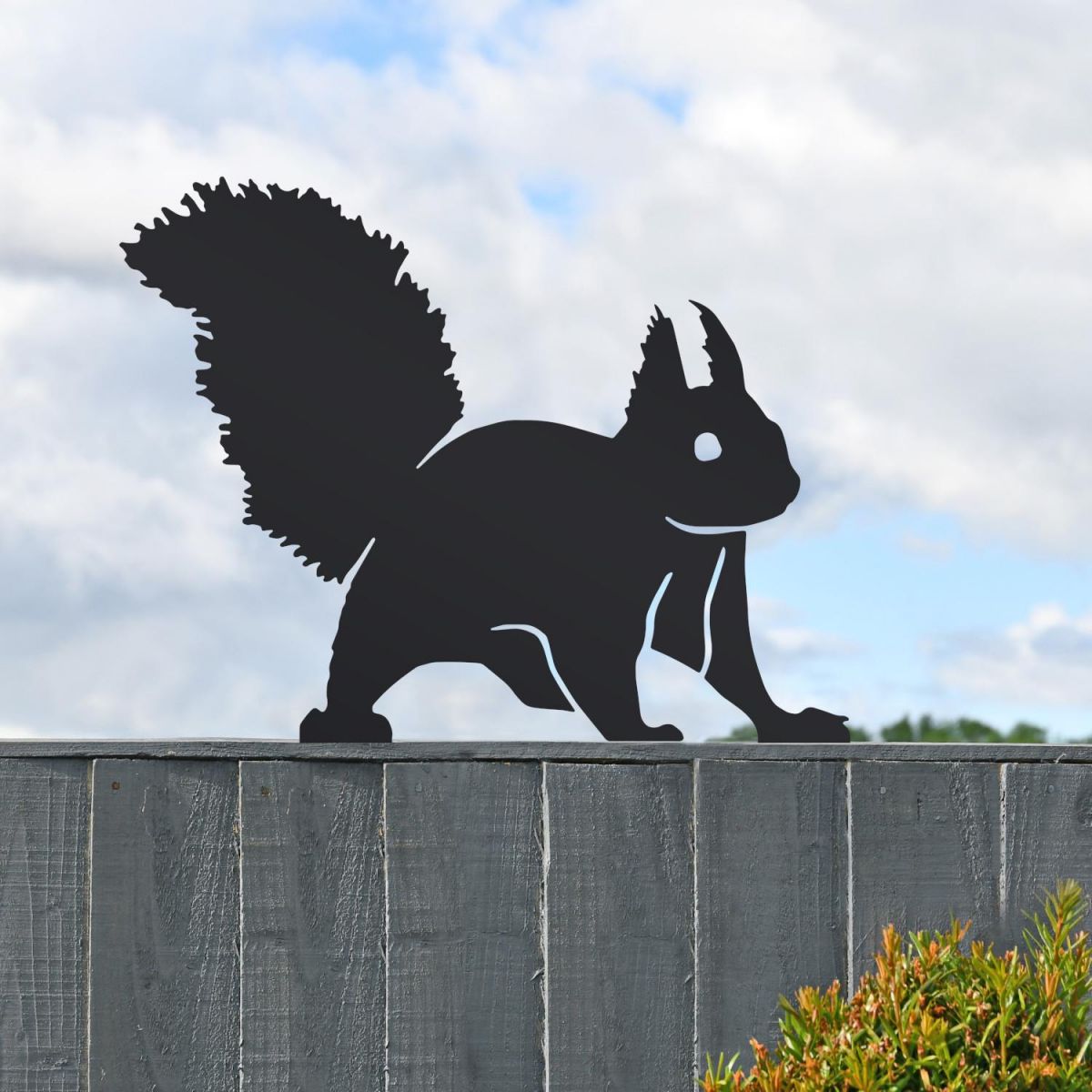 Red Squirrel Sheet Steel Fence Topper in Black Finish