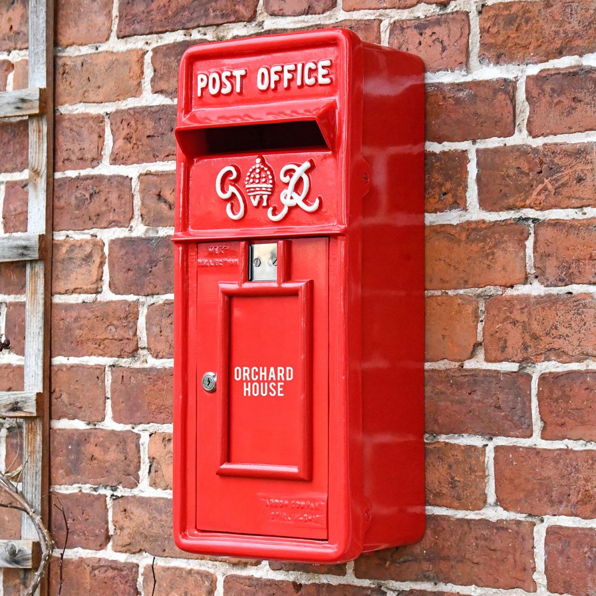 Personalised "Redford Keep" Slim King George Post Box in Situ on a Brick Wall