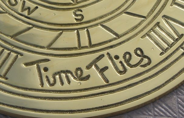 Polished Brass "Time Flies" Sundial - 200mm