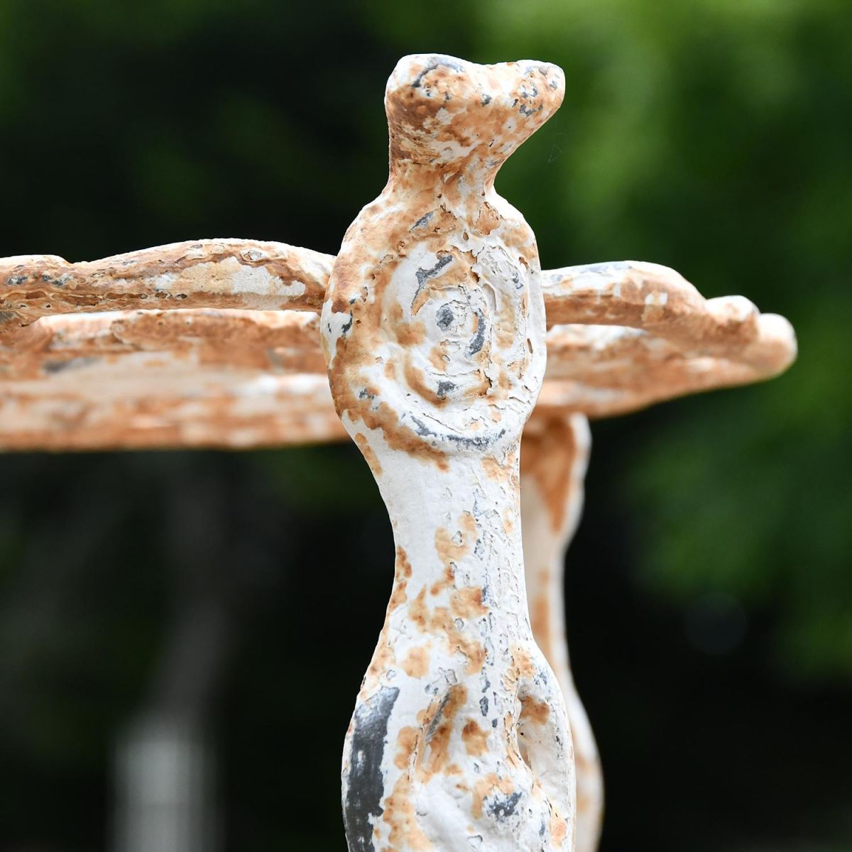 Close-up of the Rustic Cream Finish on the Side Stand