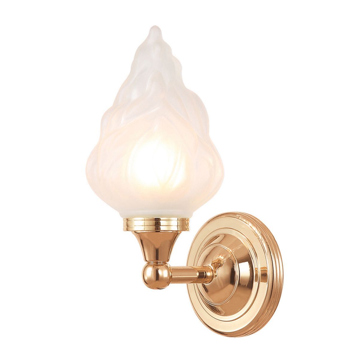 Rose Gold Wall Mounted "Frosted Flambeau" Bathroom Light 