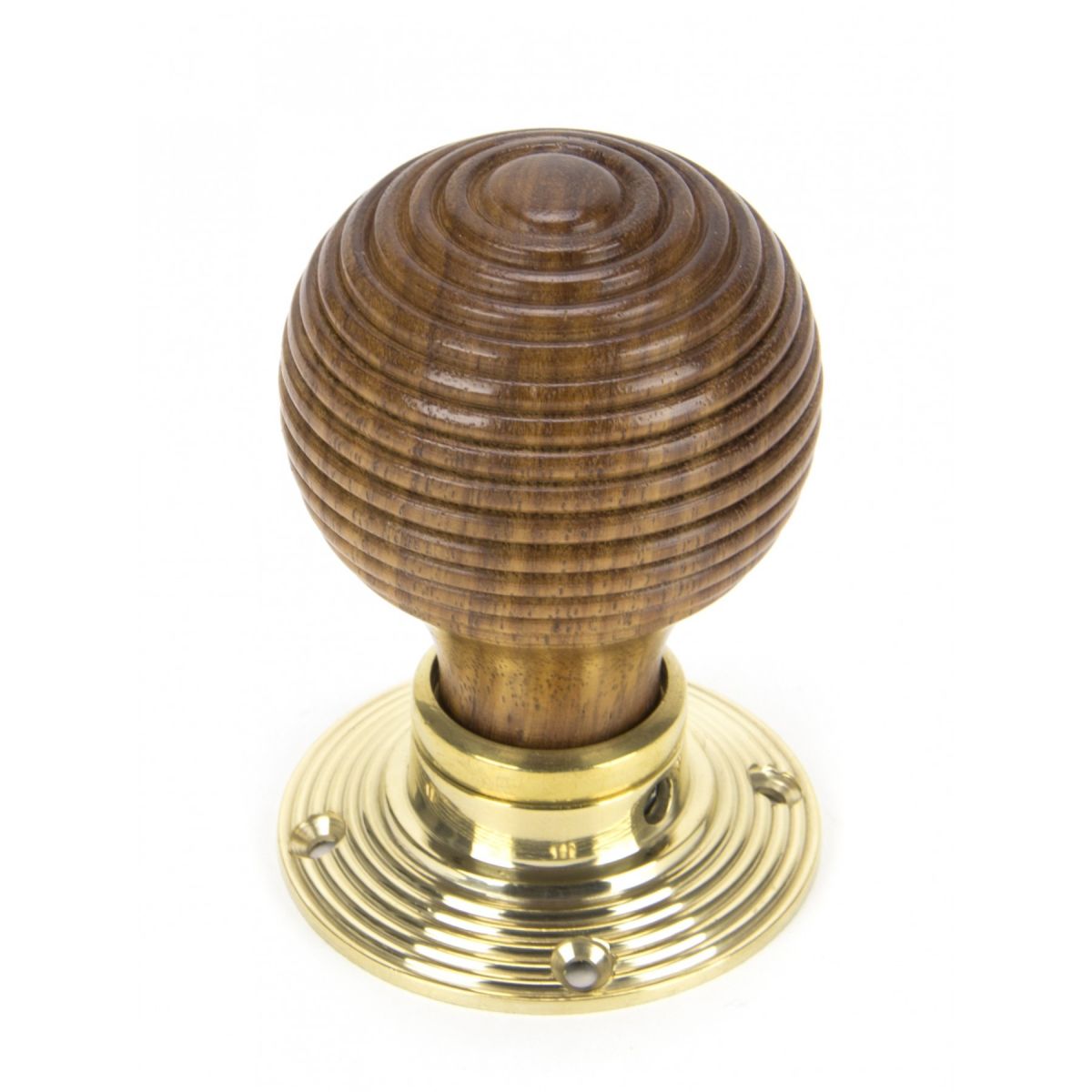 Rosewood Door Knobs & Polished Brass Roses