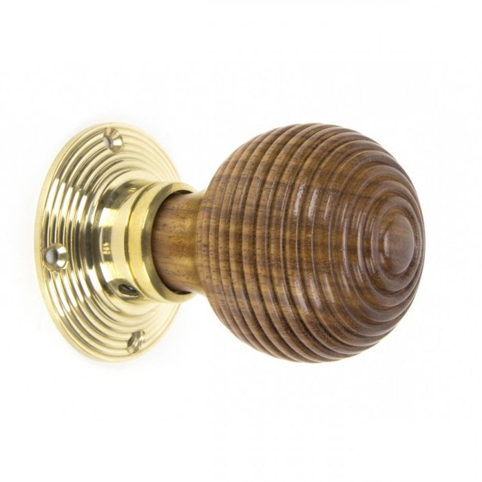 Rosewood Door Knobs & Polished Brass Roses