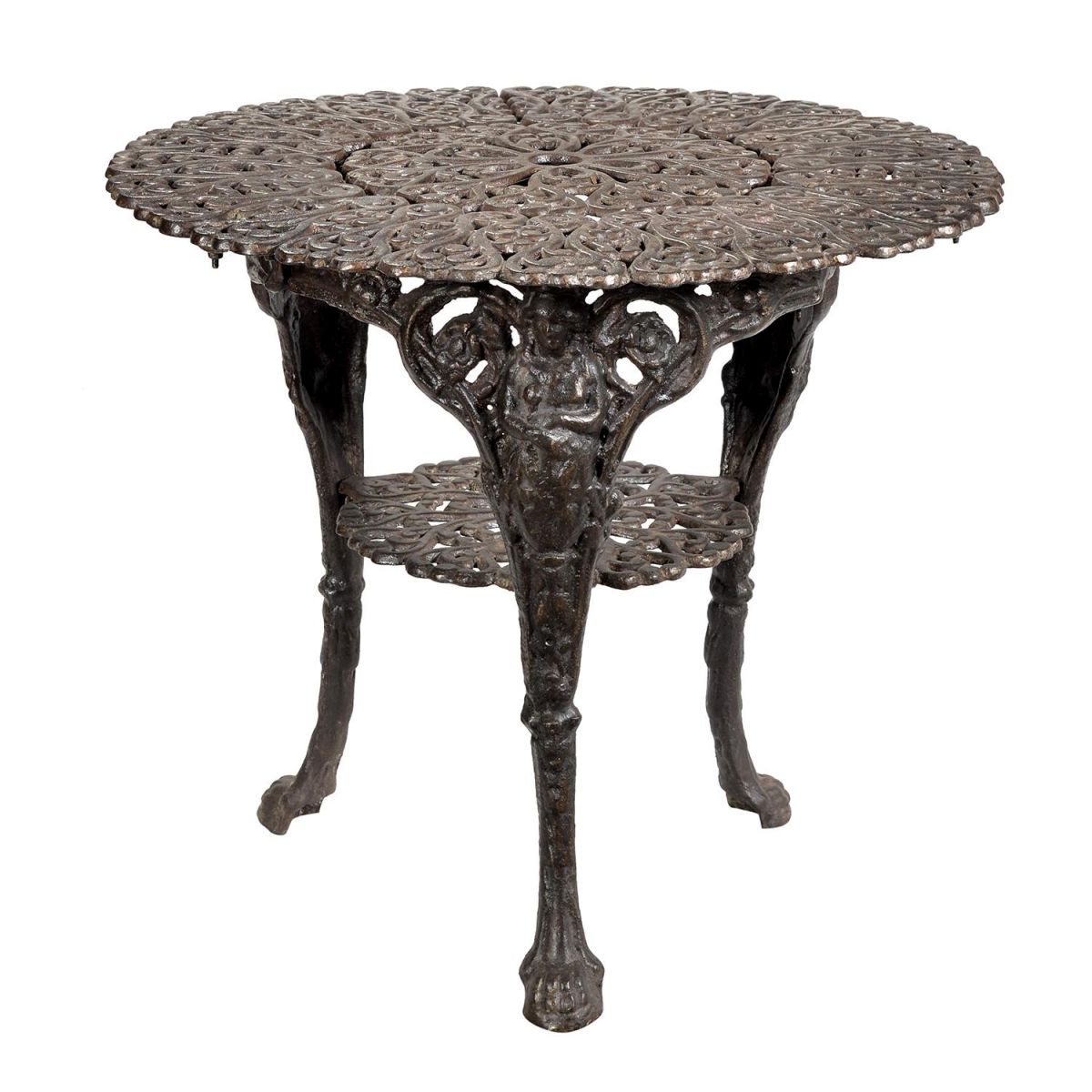 Round Cast Iron Victorian Table in a Rustic Finish