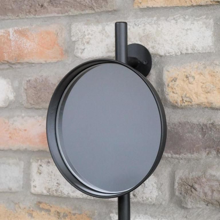 Round Wall Mounted Mirror & Shelves Unit Mirror Close-Up