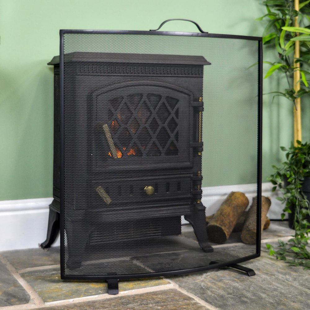 “Rowscroft” Black Curved Custom Fire Screen 