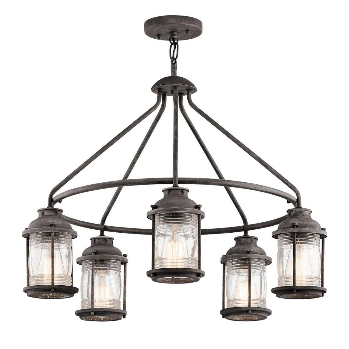  Aquatic Lantern Style Hanging Light Finished in a Rustic