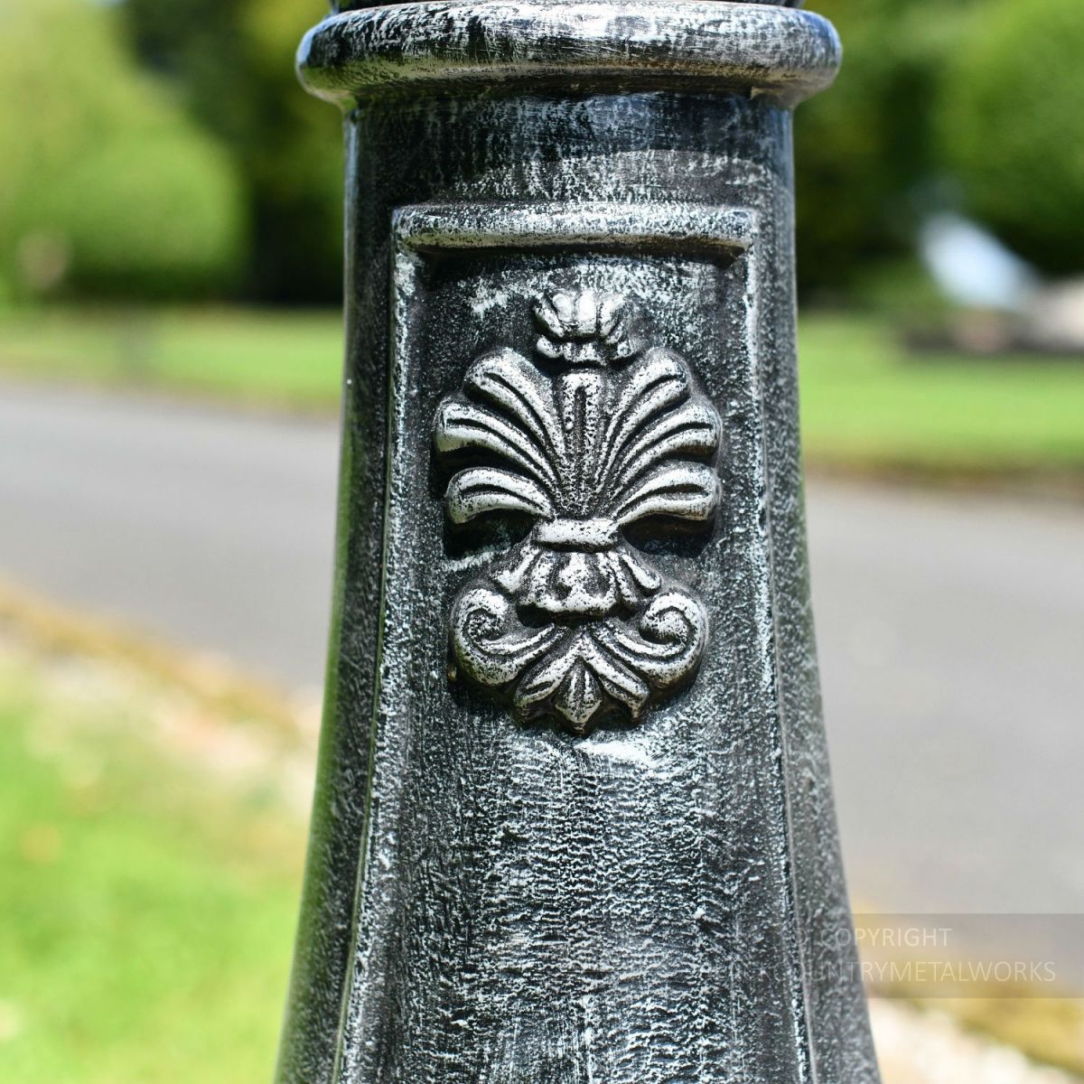 Rustic Black and Silver Iron Lamp Post Column