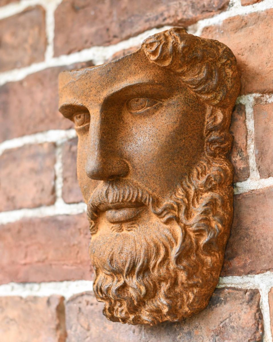 Rustic Cast Iron "Adonis Greek" Exterior Wall Art