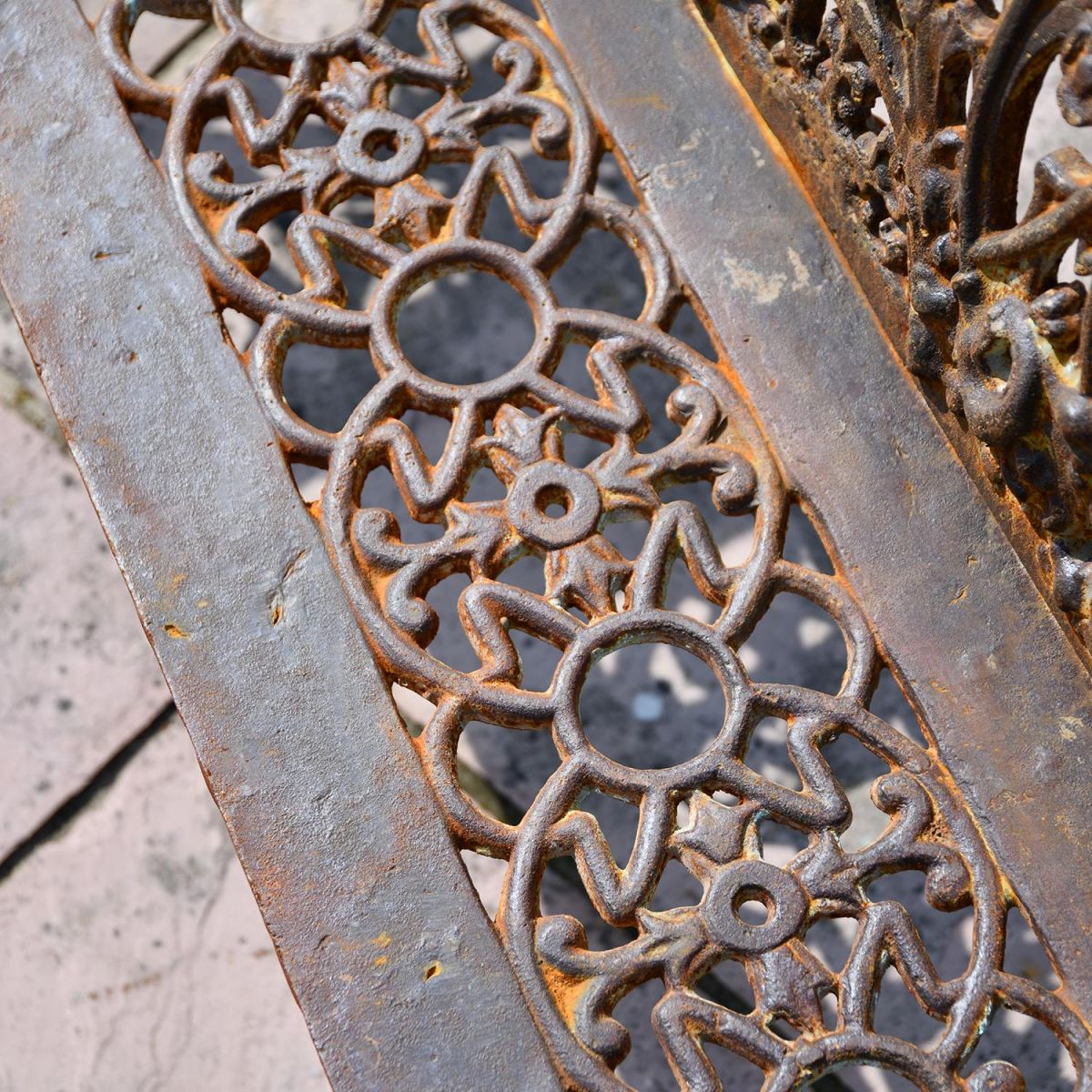 Cast Iron Gothic Two Seat Bench in a Rustic Finish