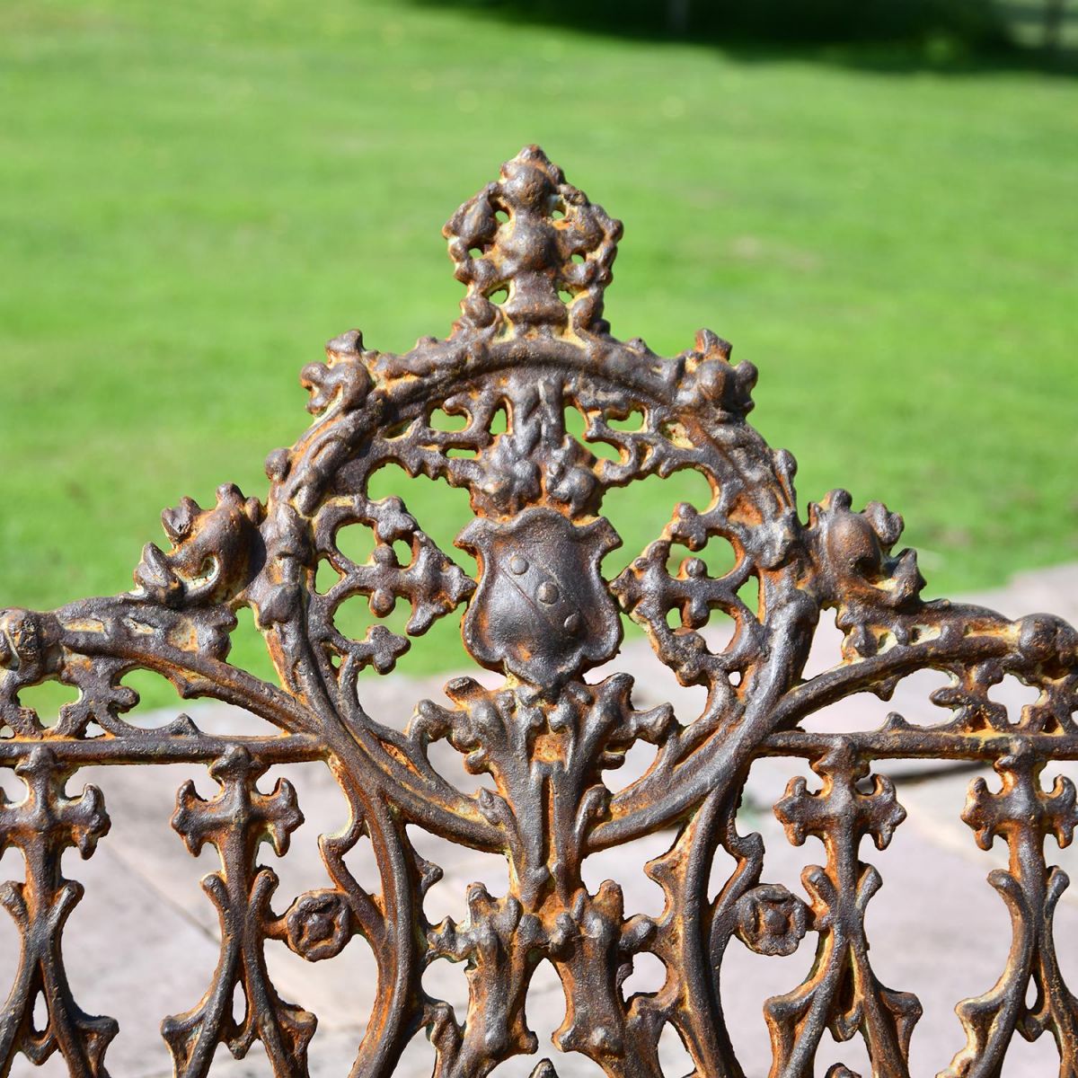 View of the Ornate Detailing on the Back of the Bench