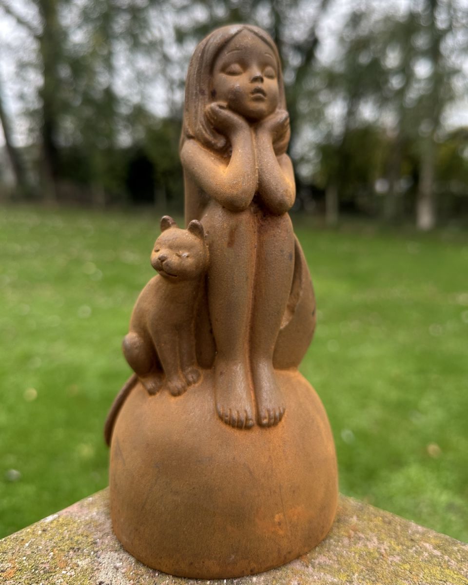 Rustic Cast Iron "Quiet Moments" Garden Sculpture