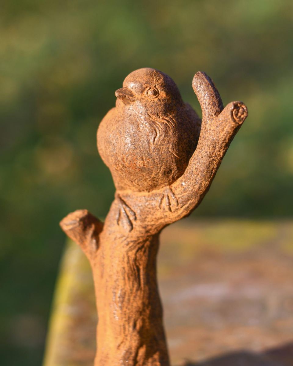 Rustic Cast Iron "Singing Bird" Garden Sculpture