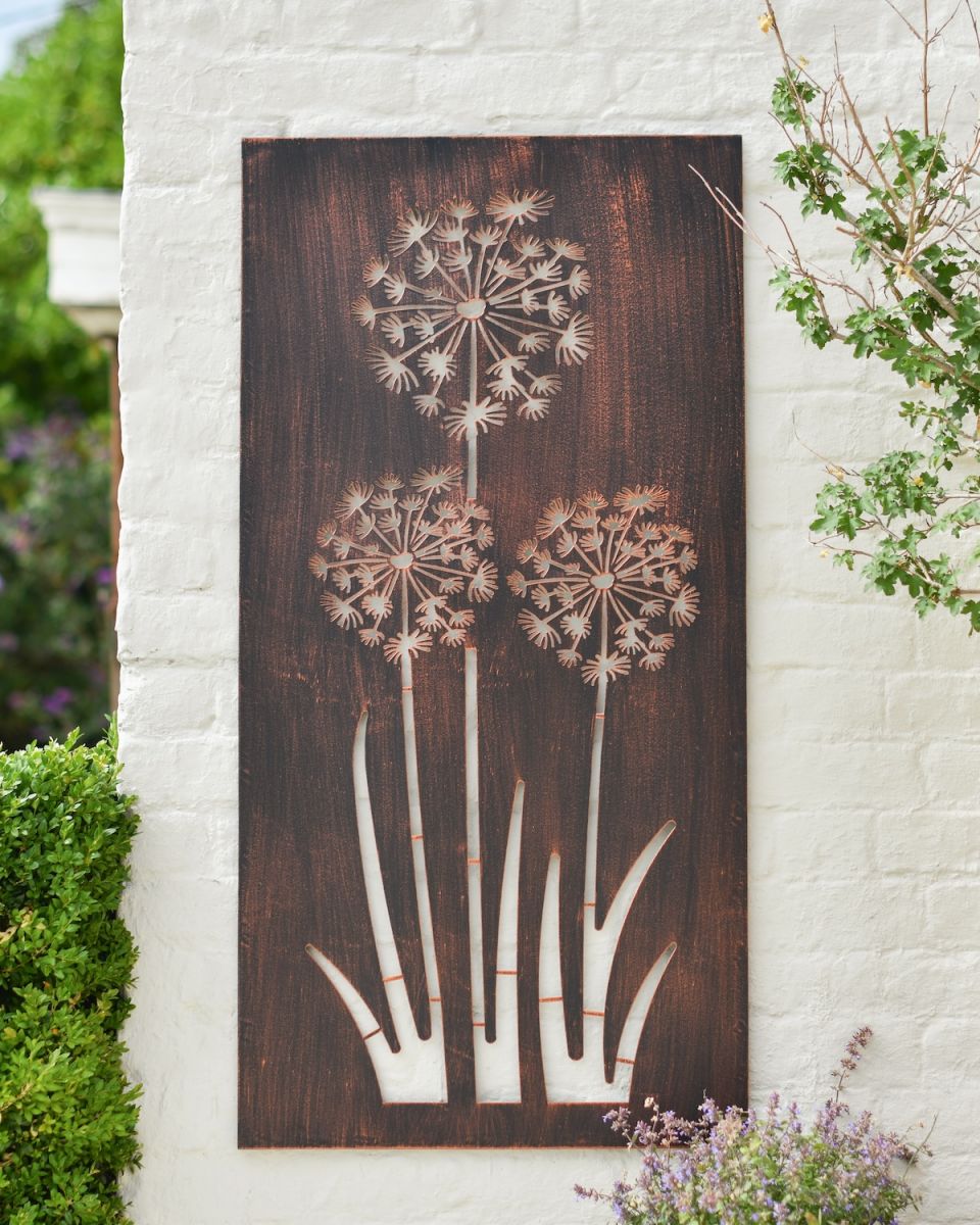 Rustic Copper Dandelion Garden Wall Art